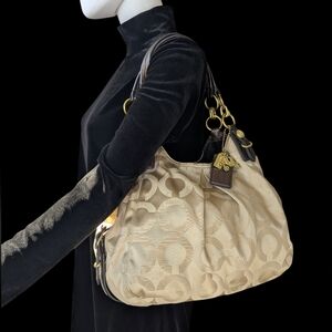 Coach Tan Shoulder Bag with Gold Accents